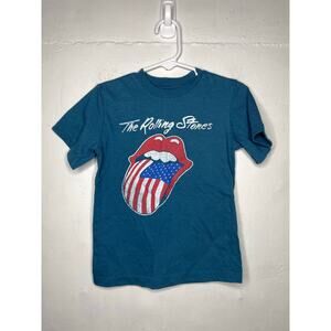 The Rolling Stones 4T Toddler Band T Shirt Blue Lips Tongue American Flag